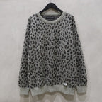 豹紋馬海毛圓領毛衣 #灰色 [24FW-WMK-KN11]