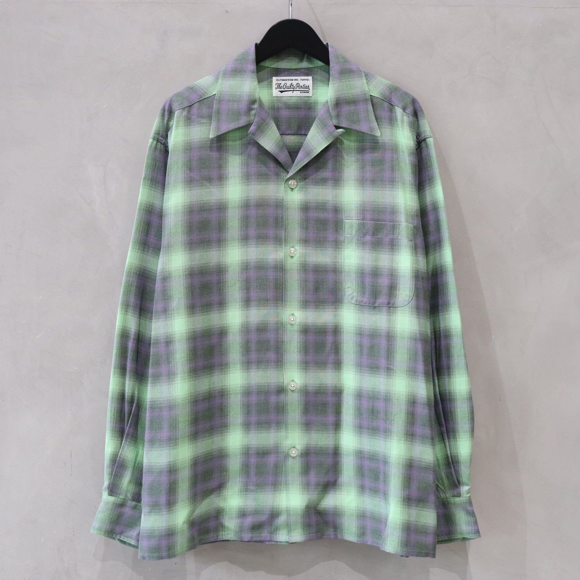 OMBRE CHECK OPEN COLLAR SHIRT L/S (TYPE-2) #GREEN [24FW-WMS-OC02]