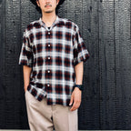 OMBRE CHECK OPEN COLLAR SHIRT S/S ( TYPE-2 ) #BROWN [26SS-WMS-OC10]