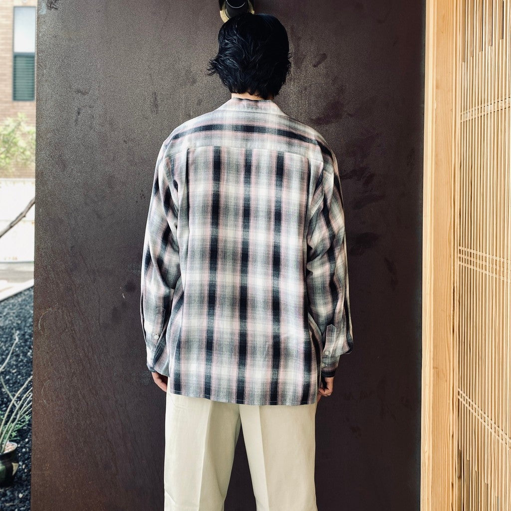 OMBRE CHECK OPEN COLLAR SHIRT L/S ( TYPE-2 ) #PINK [26FWE-WMS-OC02]