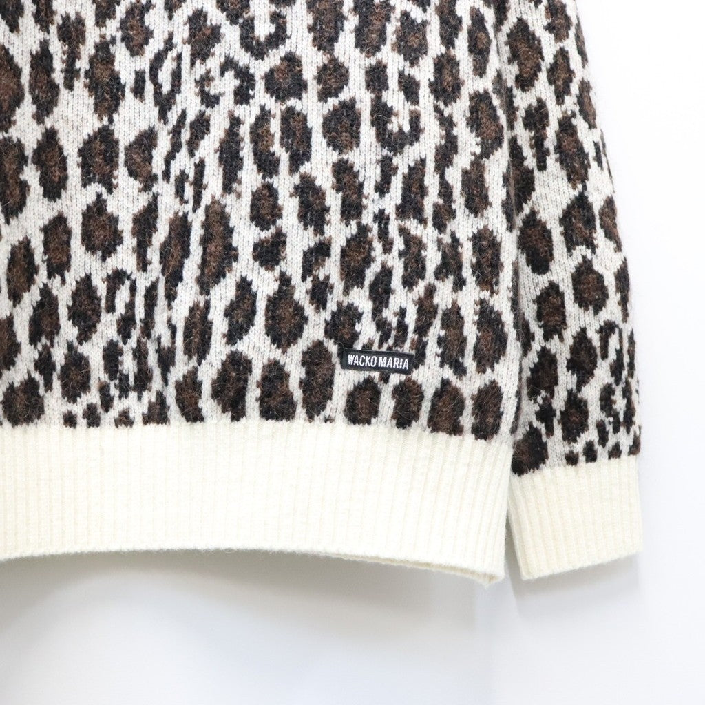 LEOPARD MOHAIR JACQUARD CREW NECK SWEATER #WHITE [26FW-WMK-KN16]