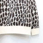 LEOPARD MOHAIR JACQUARD CREW NECK SWEATER #WHITE [26FW-WMK-KN16]