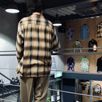 OMBRE CHECK OPEN COLLAR SHIRT L/S -TYPE 4- #BROWN [23FW-WMS-OC04]