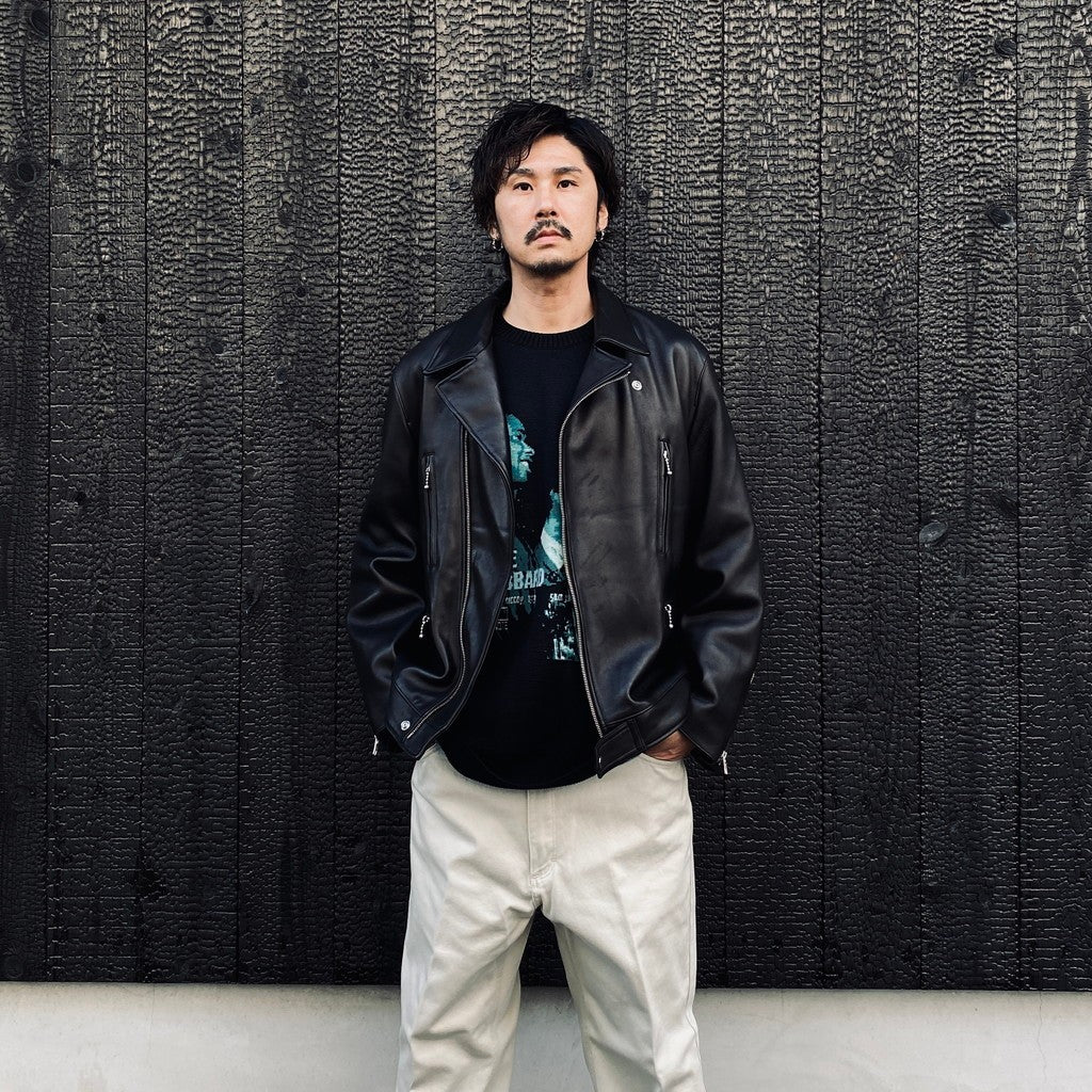 DOUBLE RIDERS LEATHER JACKET ( TYPE-2 ) #BLACK [25FW-WMO-BL03