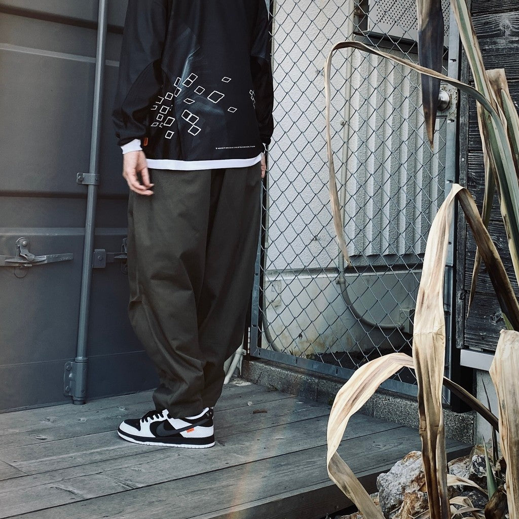 HERRINGBONE BALLOON PANTS #Charcoal [SS25-B06]