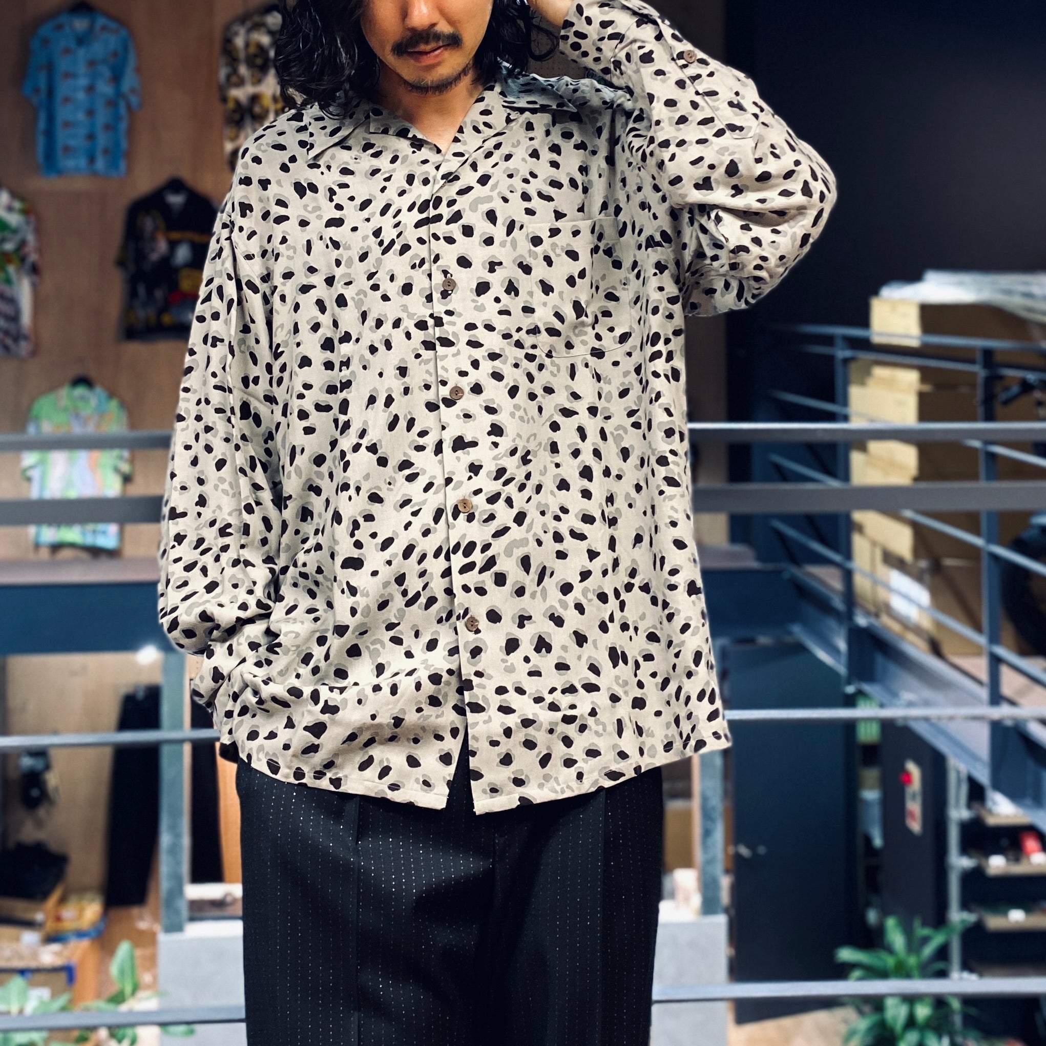 HAWAIIAN SHIRT L/S -TYPE 3- #GRAY [23FW-WMS-HI06]