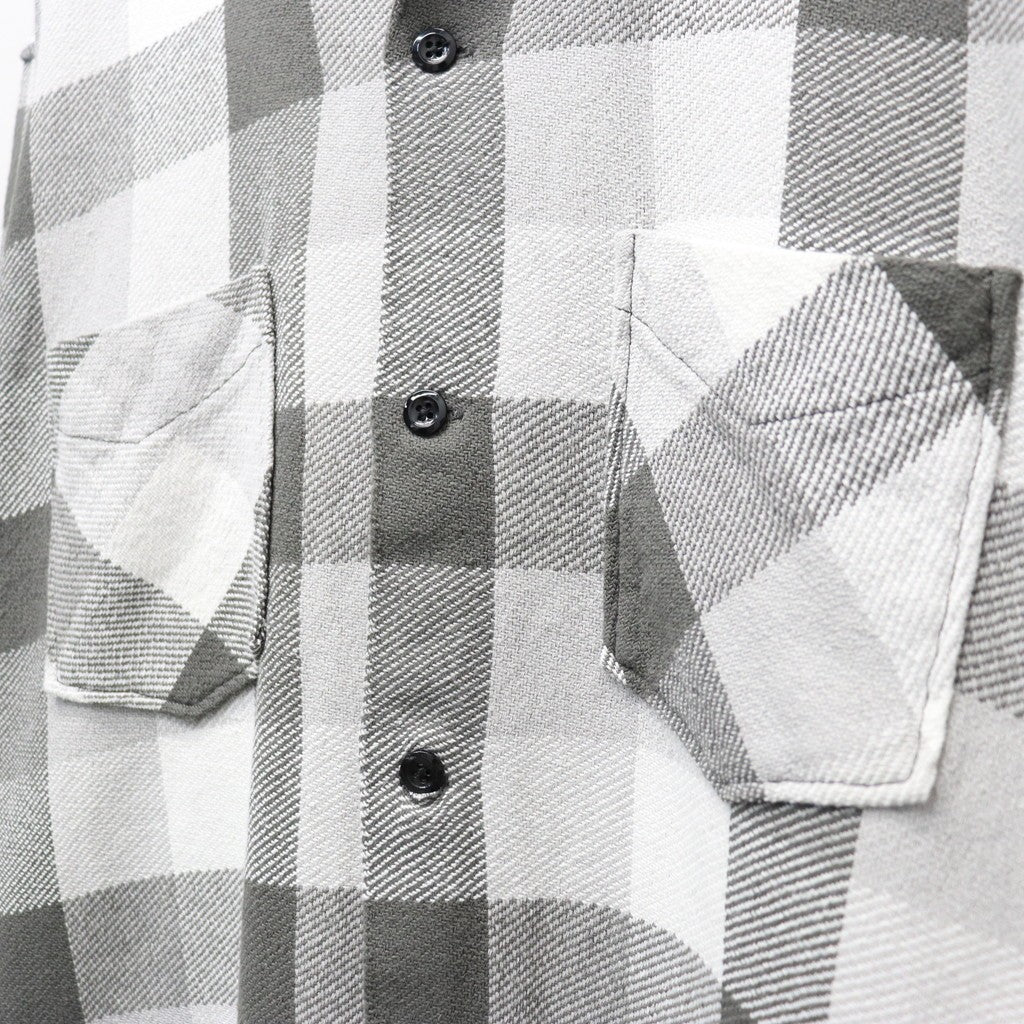 格紋法蘭絨襯衫 #灰×白 [BW252-CFS]