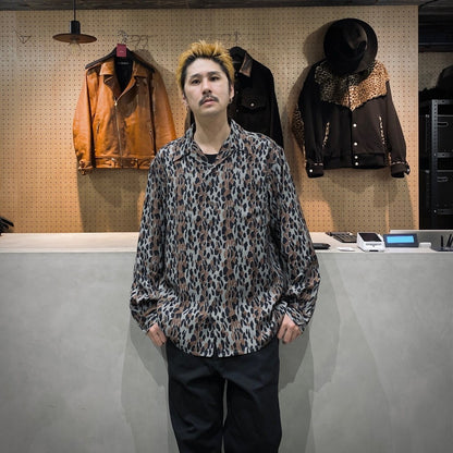 LEOPARD HAWAIIAN SHIRT L/S #GRAY [25SSE-WMS-HI02]