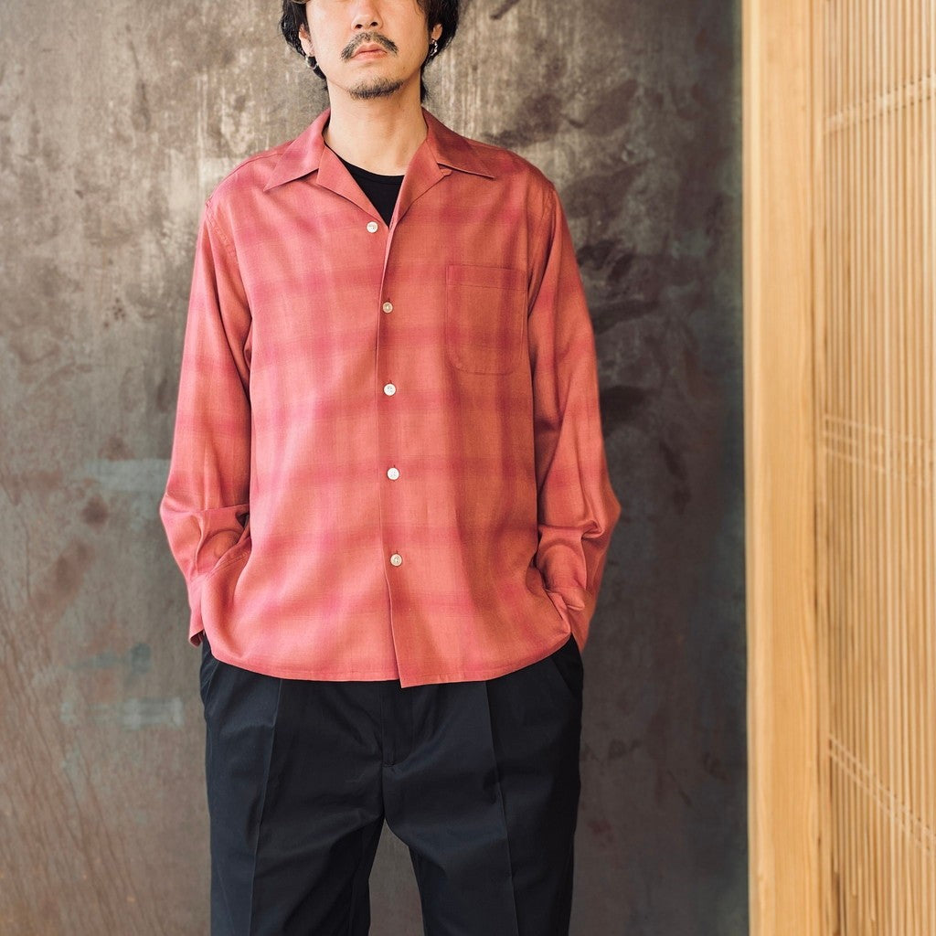 OMBRE CHECK OPEN COLLAR SHIRT L/S #PINK [26SSE-WMS-OC03