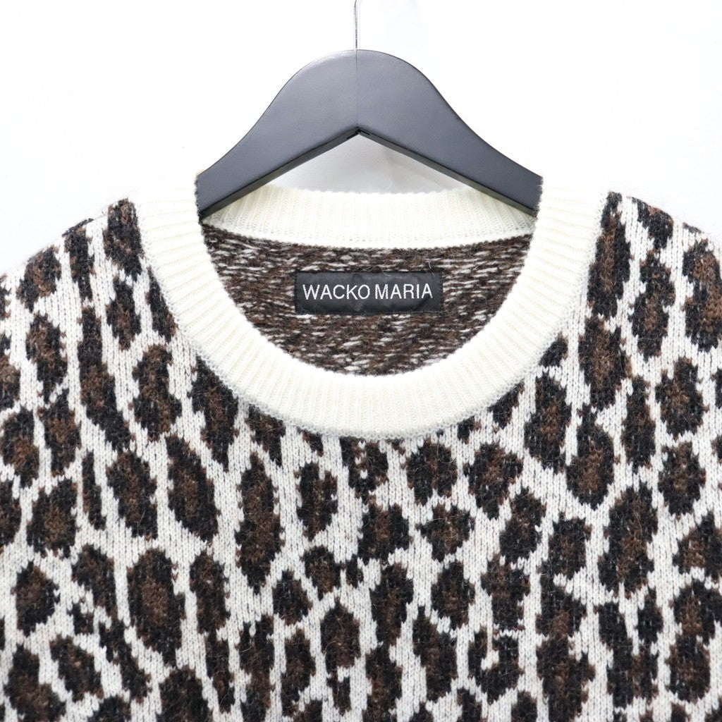 LEOPARD MOHAIR JACQUARD CREW NECK SWEATER #WHITE [26FW-WMK-KN16]