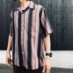 OMBRE STRIPED OPEN COLLAR SHIRT S/S #PINK [26SS-WMS-OC12]