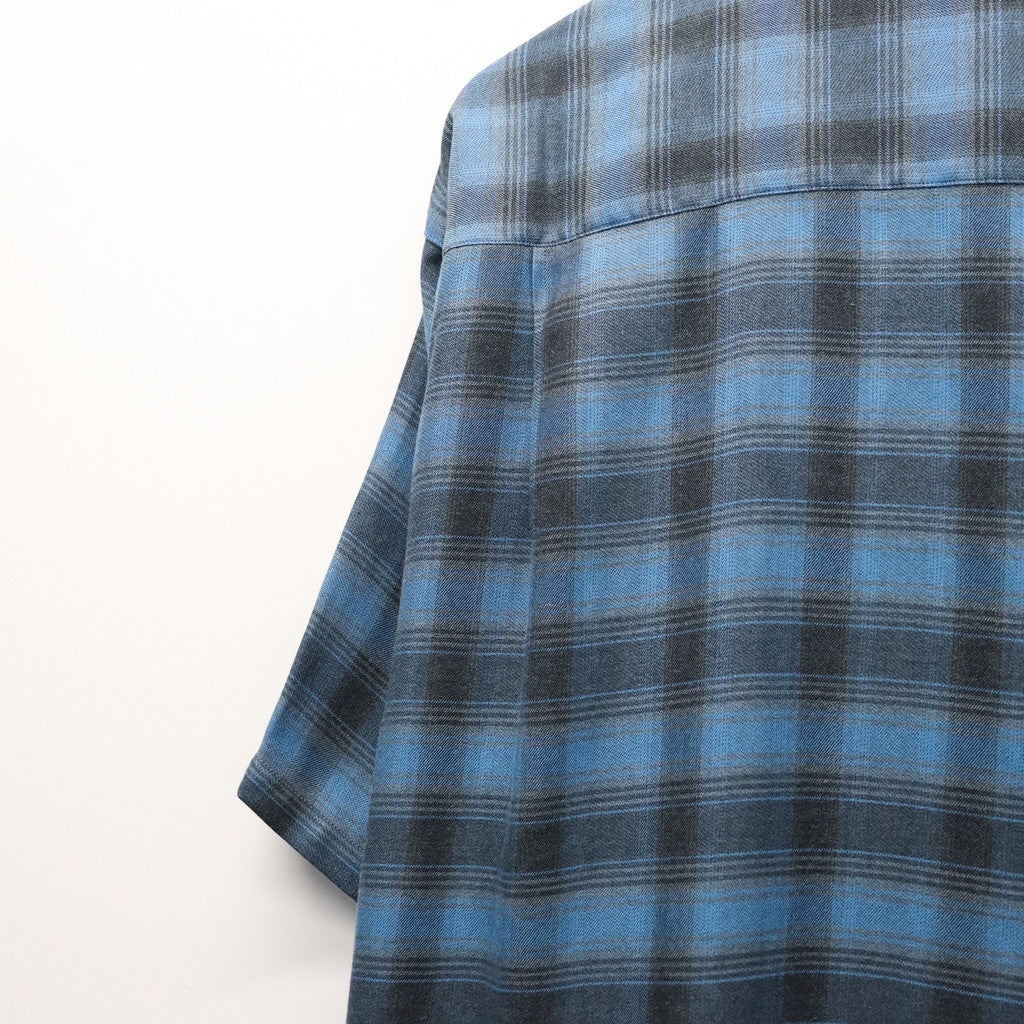 OMBRE CHECK OPEN COLLAR SHIRT S/S ( TYPE-3 ) #BLUE [26SS-WMS-OC14]