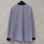 TECH POLO SHIRTS L/S #WHITE/NAVY BORDER [BE-31024]