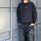 Embroidered Logo Switching Cotton Sweatshirt #BLACK [CCC-241C001]