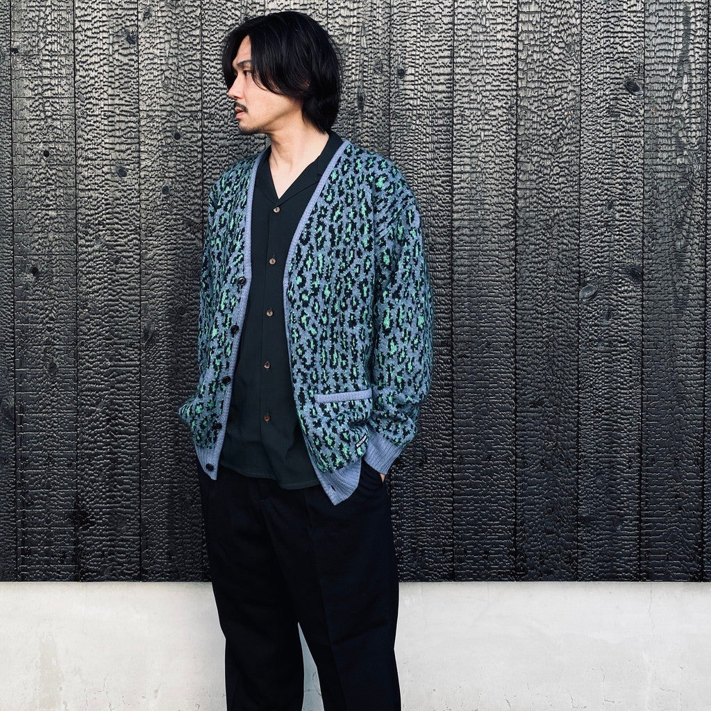LEOPARD MOHAIR JACQUARD CARDIGAN #BLUE [26FW-WMK-KN17]