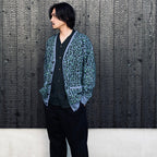 LEOPARD MOHAIR JACQUARD CARDIGAN #BLUE [26FW-WMK-KN17]