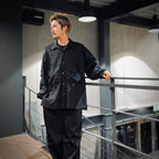 TECH SPORTS OPEN COLLAR SHIRT L/S #BLACK [BE-82025]