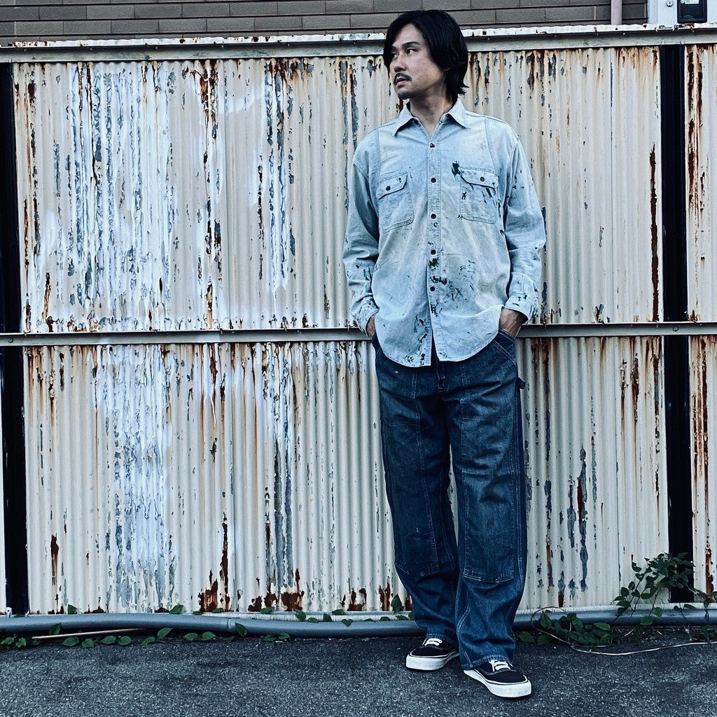 DOUBLE KNEE INDIGO DENIM PANTS #INDIGO [BWU-DKIDP]
