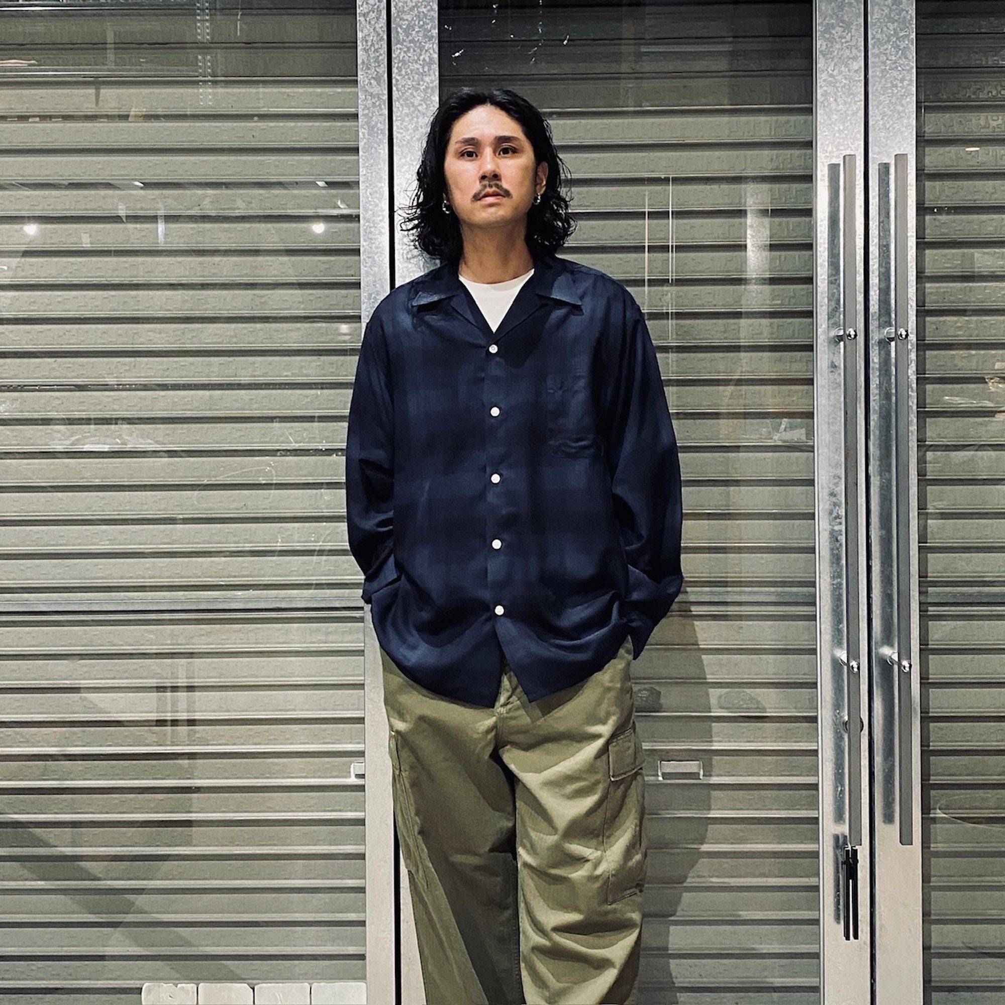 OMBRE CHECK OPEN COLLAR SHIRT L/S (TYPE-4) #BLUE [24FW-WMS-OC04]