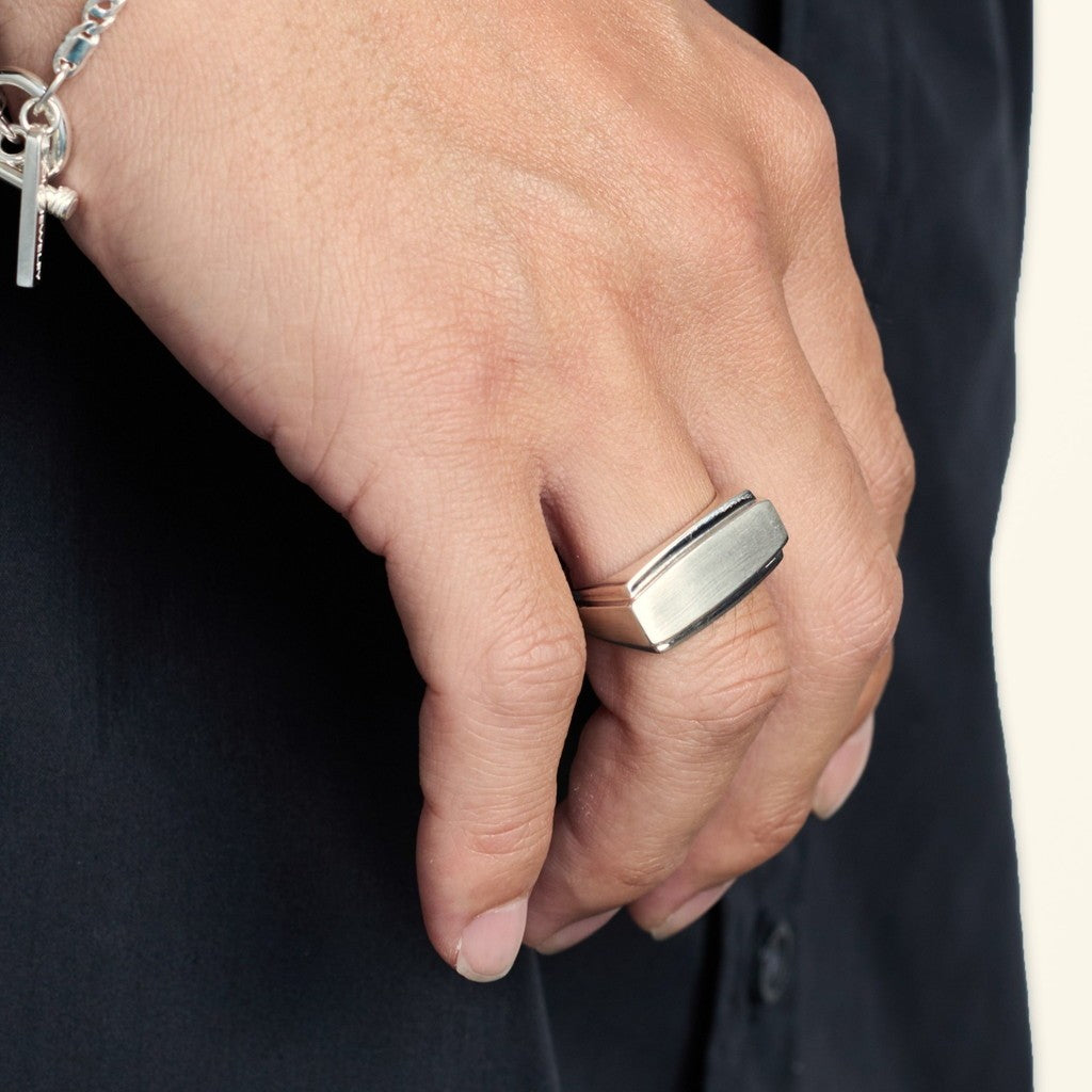 Center Weight Ring with Hair Line #SILVER [XOR124]