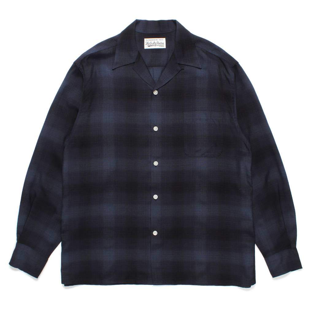 OMBRE CHECK OPEN COLLAR SHIRT L/S (TYPE-4) #BLUE [24FW-WMS-OC04]