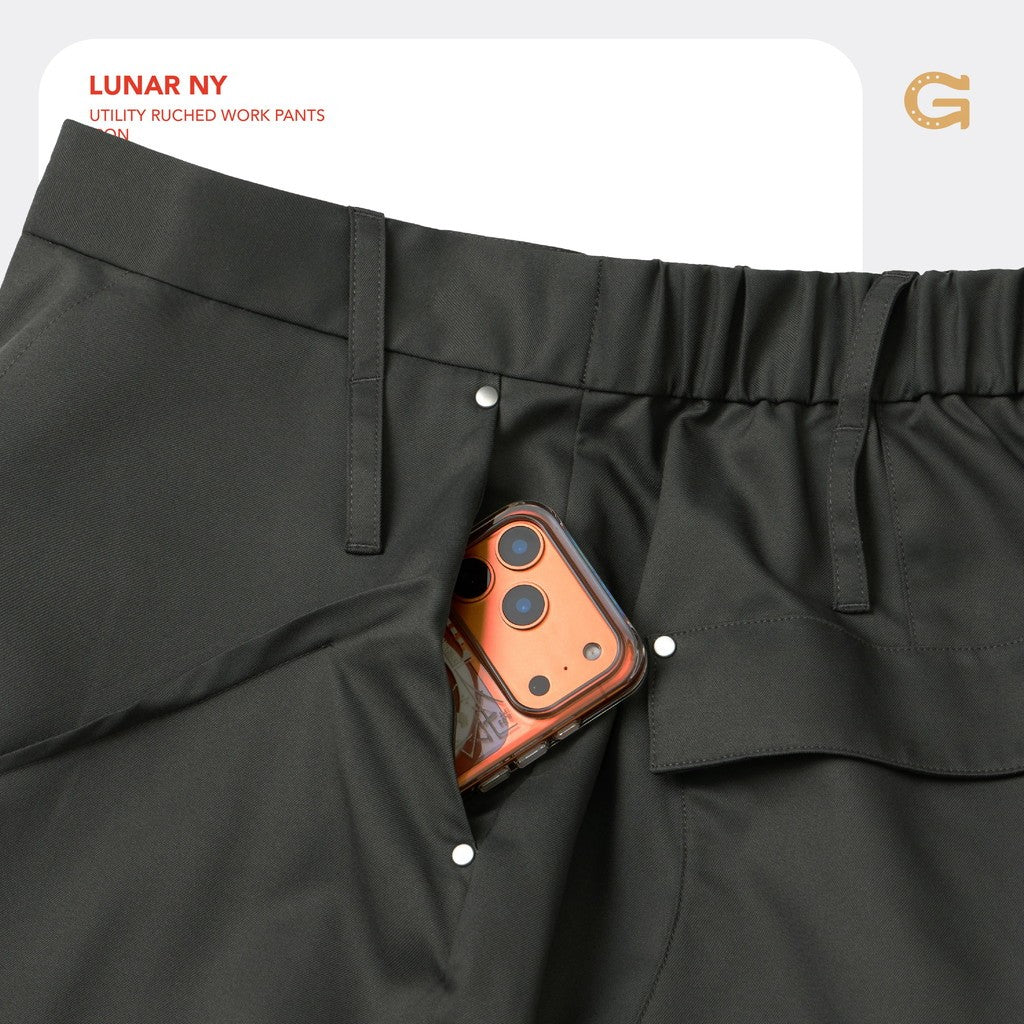 Lunar 26 - Utility Ruched Work Pants #Iron [GOOPI-26SS-FEB-01]