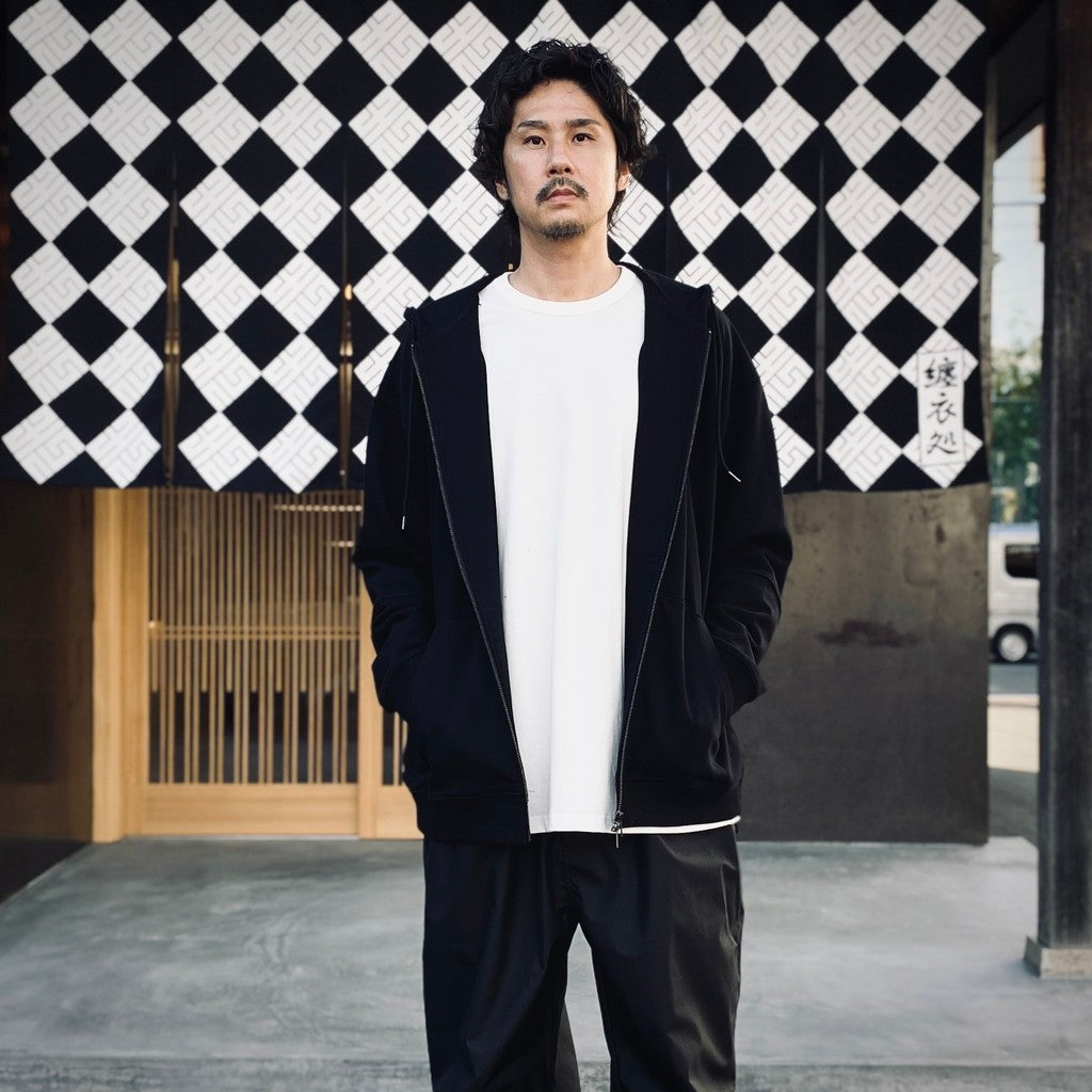 BIO WASHED EASY HOODIE ZIP UP #BLACK [HOD25AWSWEHZU]