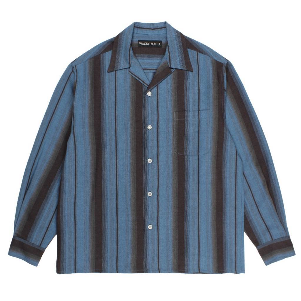OMBRE STRIPED OPEN COLLAR SHIRT L/S #BLUE [26SS-WMS-OC13]