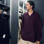 KASURI OPEN COLLAR SHIRT L/S #BURGUNDY [23FW-WMS-OC07]