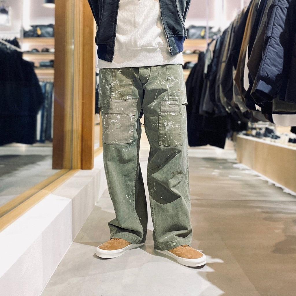 PAINT STAINED USMC P-44 HBT TROUSERS #PAINT STAINED OD [BW252-PU4HT]