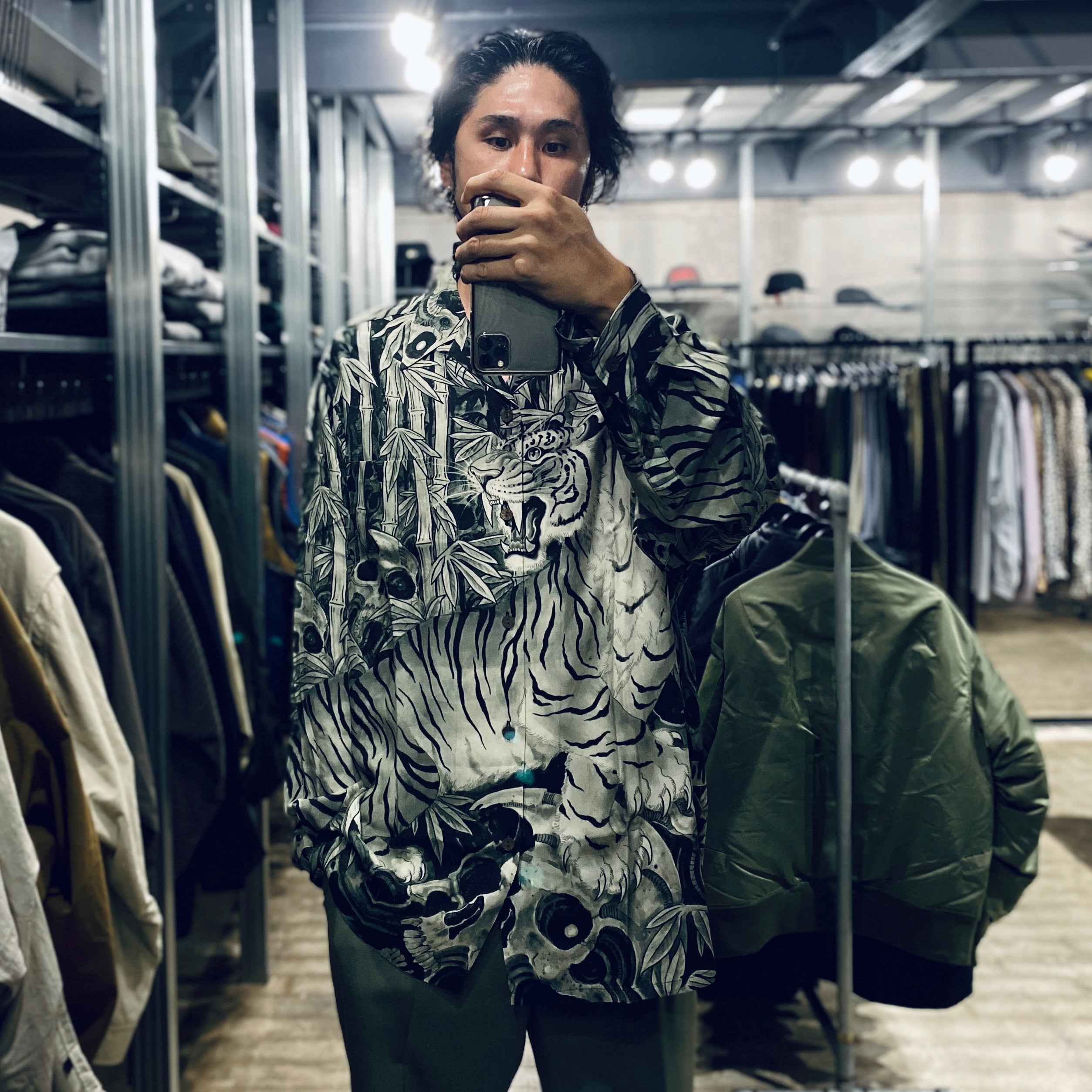TIM LEHI | HAWAIIAN SHIRT L/S -TYPE 1- #OLIVE [23FW-WMS-HI01]