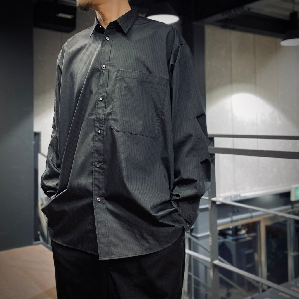 TECH REGULAR STRIPE SHIRT L/S #BLACK [BE-81025]