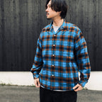 OMBRE CHECK OPEN COLLAR SHIRT L/S ( TYPE-1 ) #BLUE [26SS-WMS-OC11]