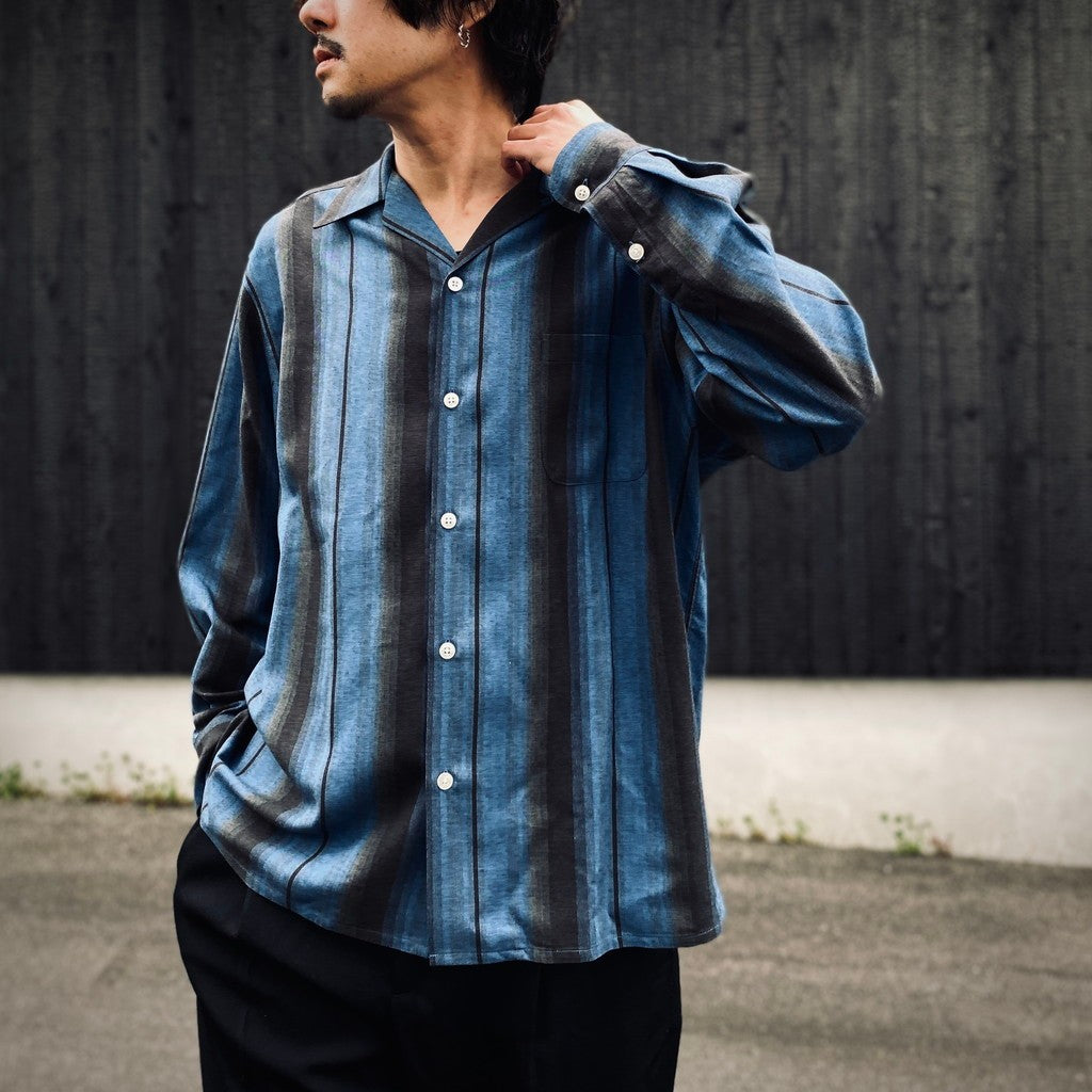 OMBRE STRIPED OPEN COLLAR SHIRT L/S #BLUE [26SS-WMS-OC13]