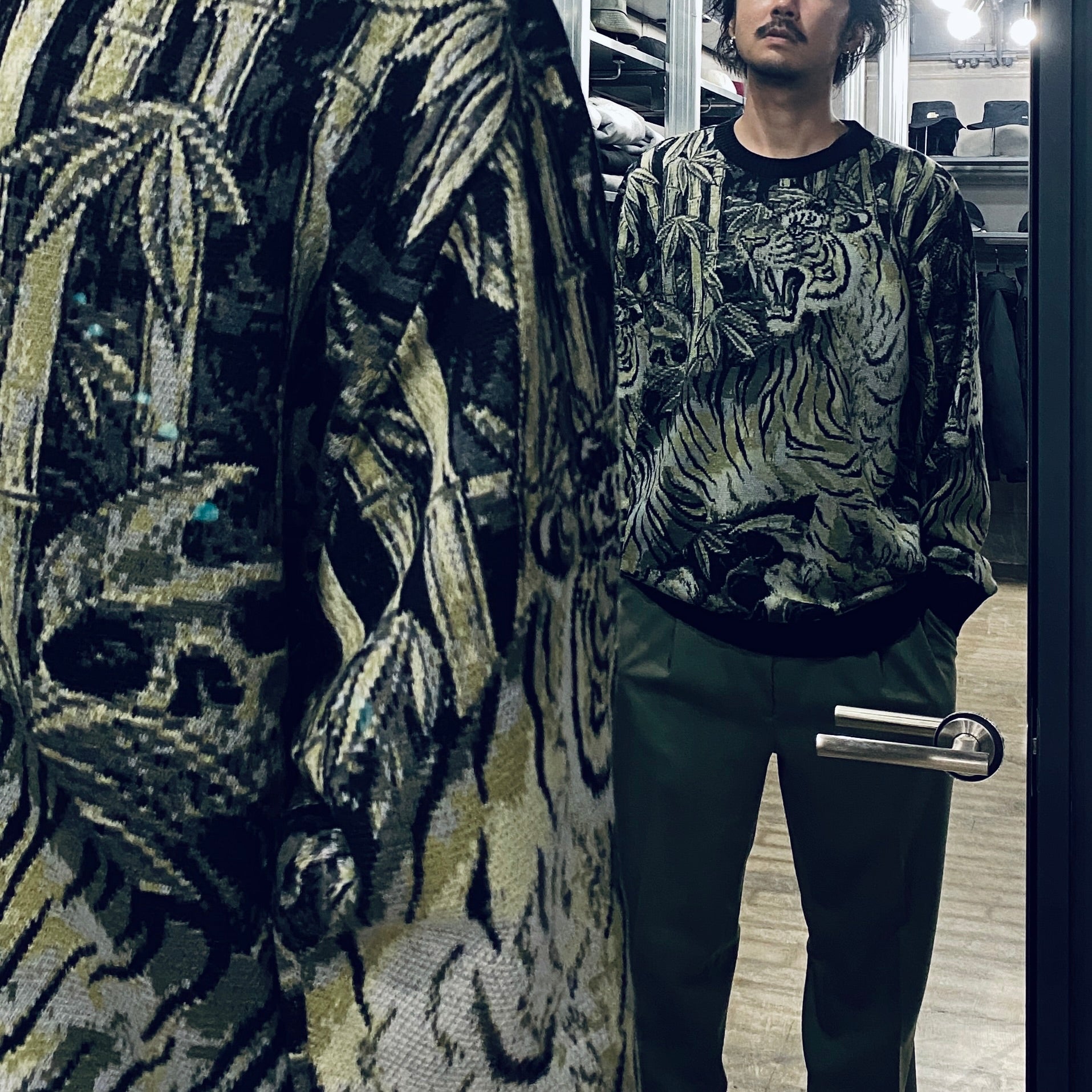 TIM LEHI | JACQUARD SWEATER #OLIVE [23FW-WMK-KN22]