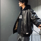 LEATHER VARSITY JACKET -A- -TYPE 2- #BLACK [23FW-WMO-BL03]