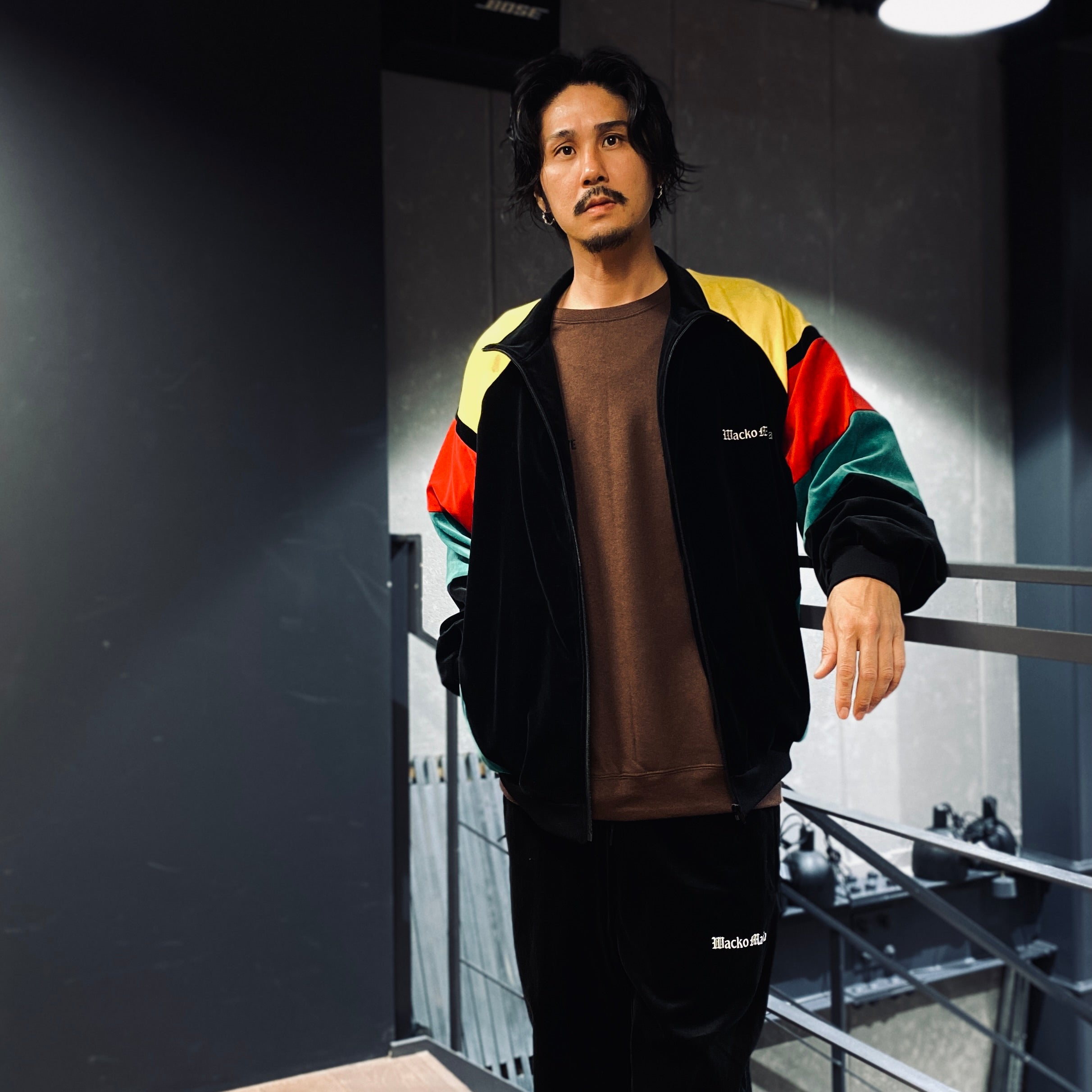 VELVETEEN TRACK JACKET #BLACK/GREEN [23FW-WMO-TJ06]