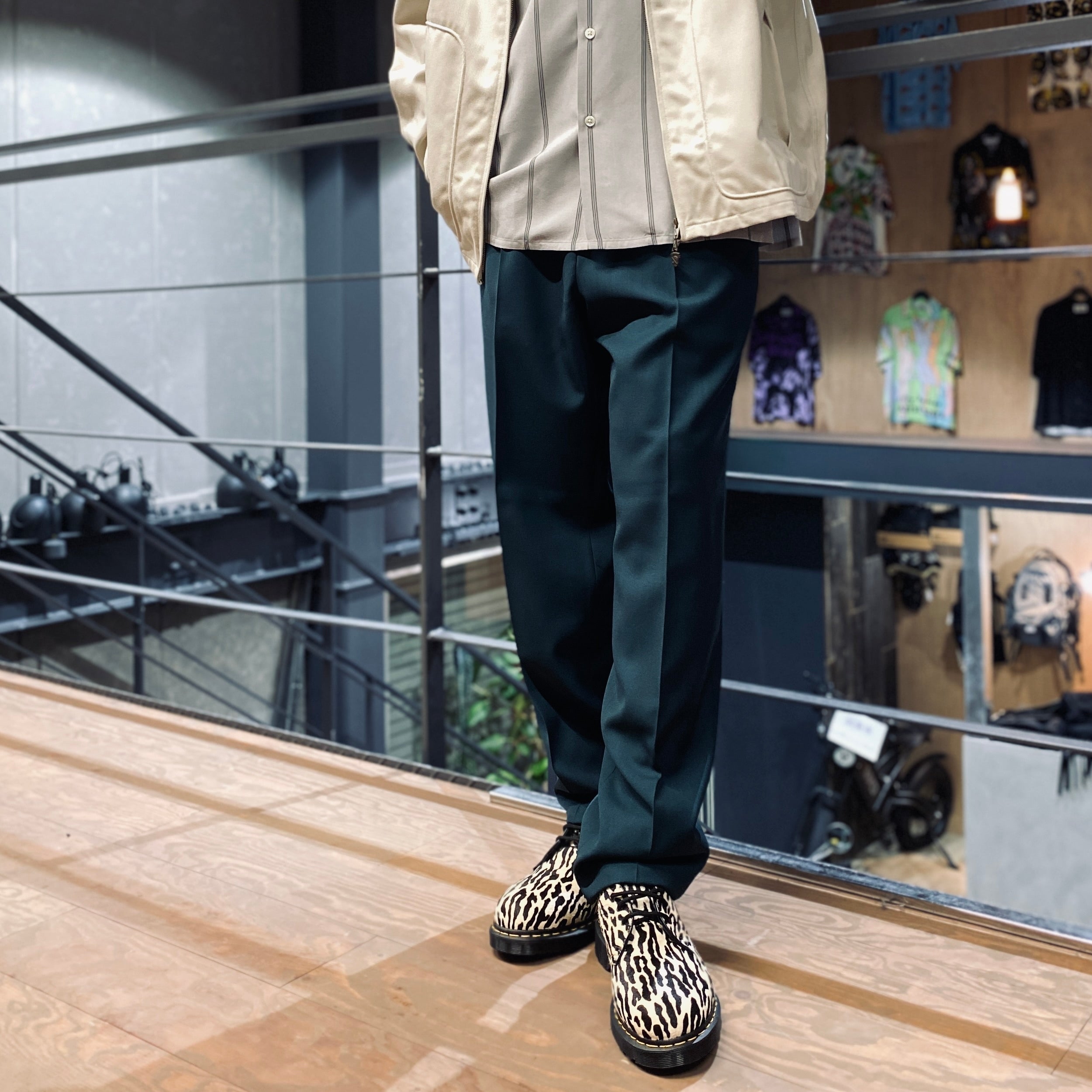 PLEATED TROUSERS -TYPE 2- #D-TURQUOISE [23FW-WMP-TR17]