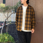 PENDLETON | WOOL OMBRE CHECK OPEN COLLAR SHIRT L/S ( TYPE-2 ) #LT-BROWN [26FW-WMS-PE02]