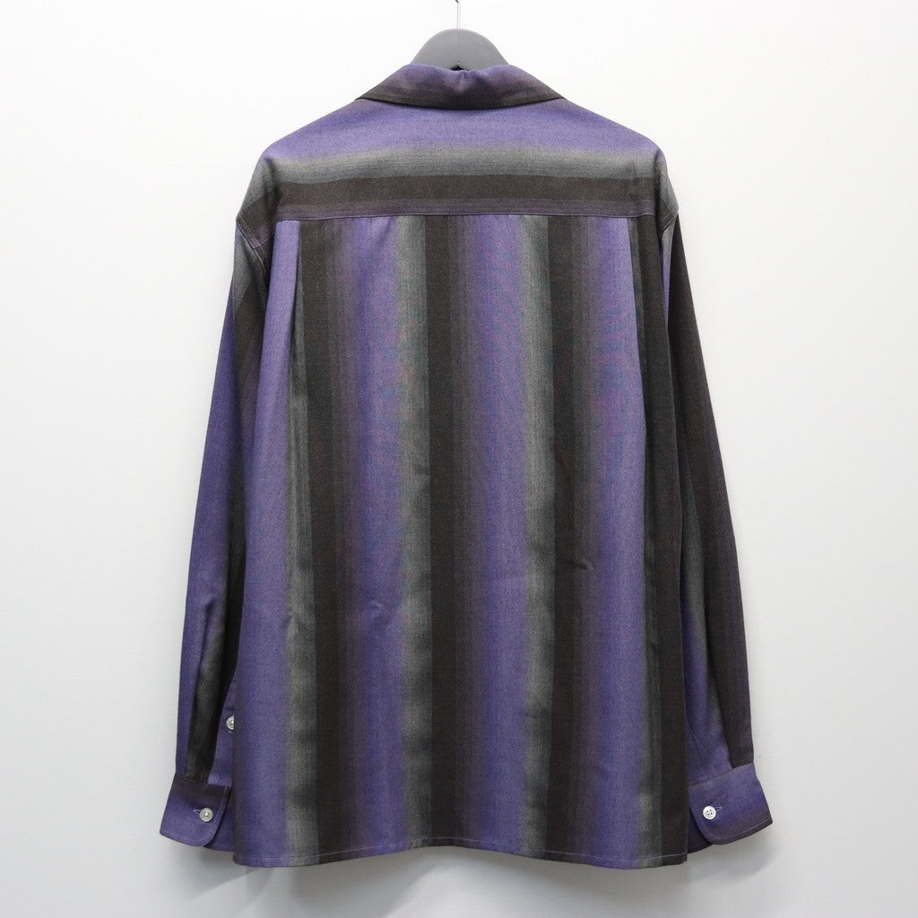 STRIPED OPEN COLLAR SHIRT L/S #PURPLE [25FW-WMS-OC07