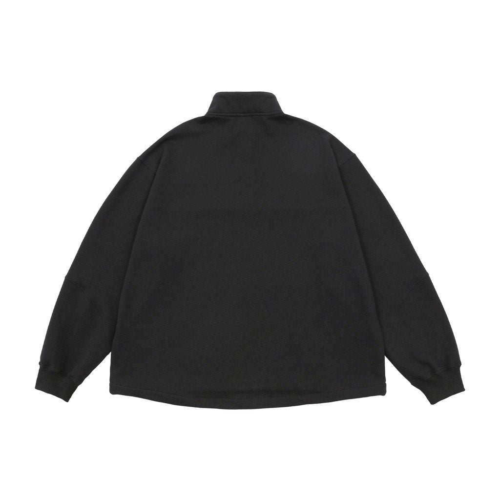 BIO WASHED EASY HALF ZIP SWEAT SHIRTS #BLACK [HOD25AWSWEHZSS]