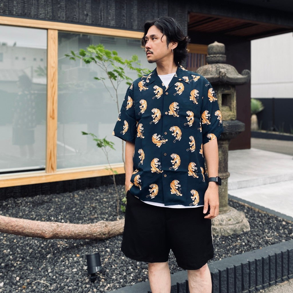 TIM LEHI | HAWAIIAN SHIRT S/S ( TYPE-2 ) #NAVY [26SS-WMS-HI04]