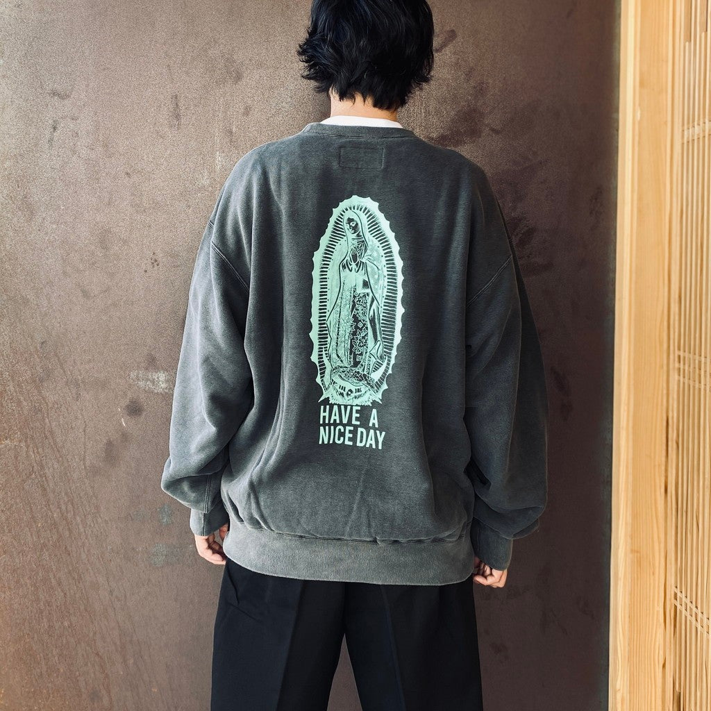 WASHED MIDDLE WEIGHT CREW NECK SWEAT SHIRT ( TYPE-3 ) #GRAY/GREEN [26FWE-WMC-SS05]