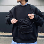 TEXTURED TWILL DRAWSTRING SACOCHE #BLACK [FTT36261B0005]