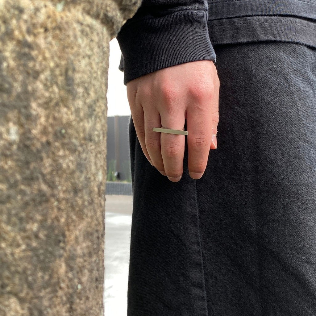 Surface 3D Ring with Hair Line #SILVER [XOR107]