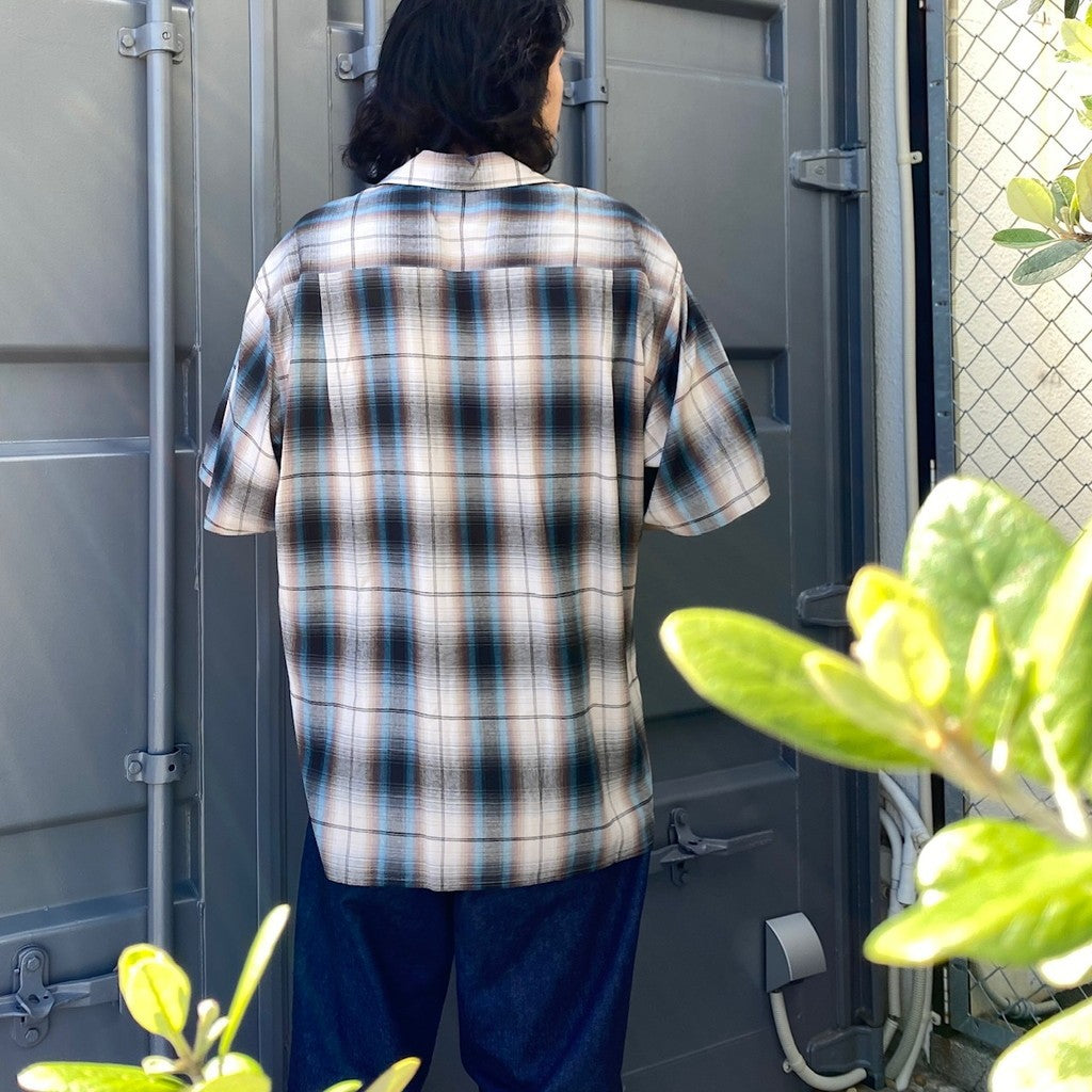 OMBRE CHECK OPEN COLLAR SHIRT S/S -TYPE 2- #BROWN [24SS-WMS-OC11]