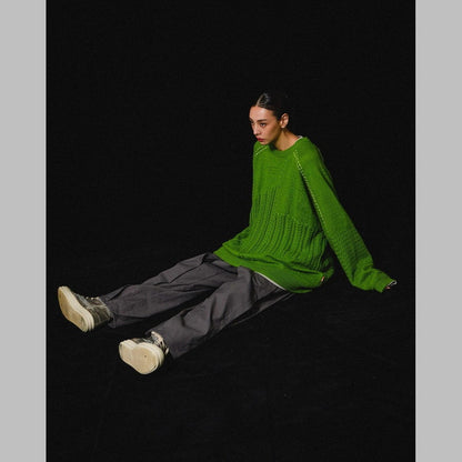 「8SE-03K」 Montage Splicing Knit Sweater #NEON [GOOPI-24AW-DEC-05]