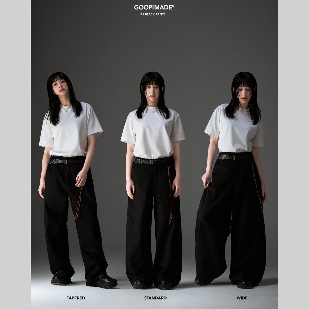 P1-T Black Pants-Tapered #Black [GOOPI-26SS-JUL-03]
