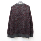 LEOPARD MOHAIR JACQUARD CREW NECK SWEATER #CHARCOAL [26FW-WMK-KN16]