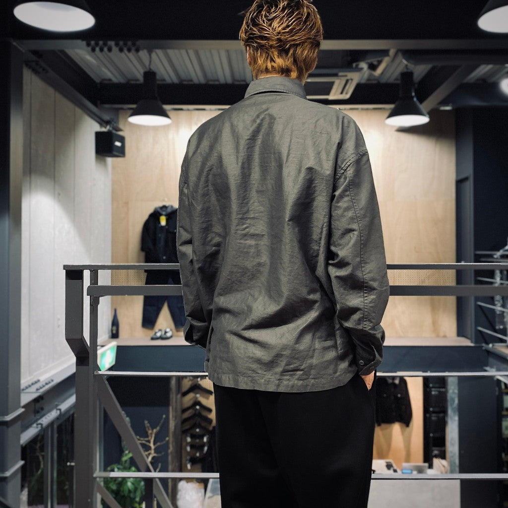 COTTON LINEN CASUAL SHIRT #CHARCOAL [CES27SH05]